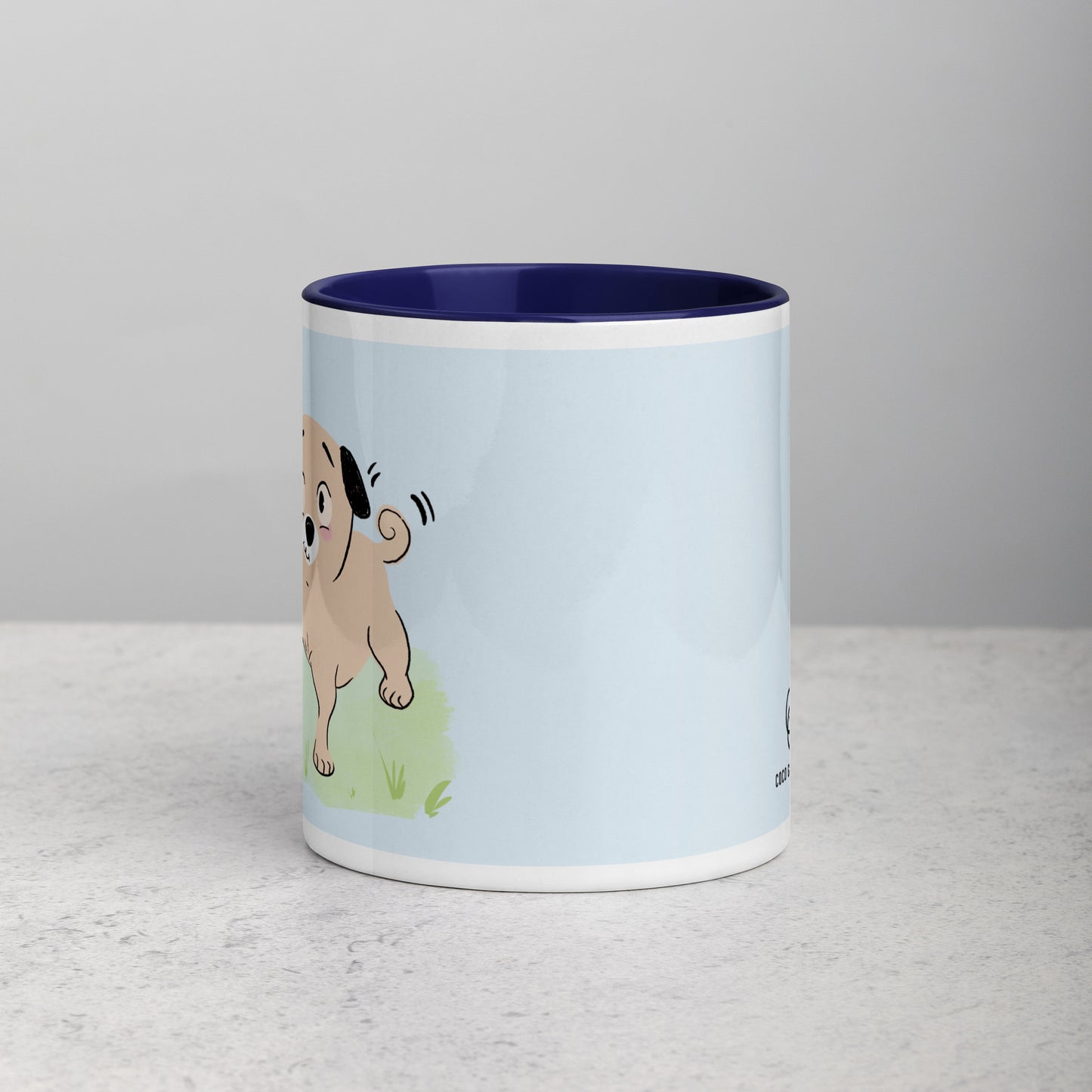 Playful Zen Dog Mug with Color Inside